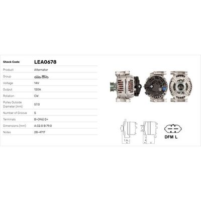 Alternatör  LUCAS ELEKTRIK LEA0678