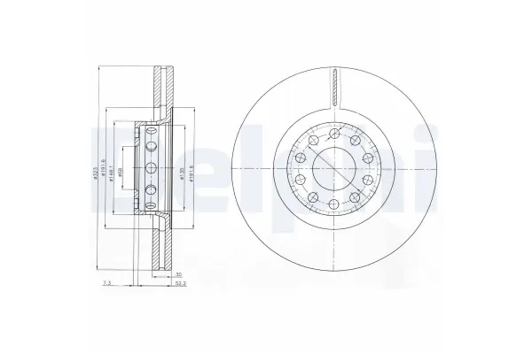 Fren Disk Ayna Ön Sağ ve Sol Audi S6 Sedan/Avant (C4)(06.1994->)  DELPHI BG3524