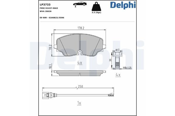 Fren Disk Balata Ön Volkswagen Golf VIII (CD1)(12.2019->)  DELPHI LP3733