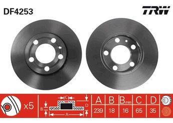 Fren Disk Ayna Ön Sağ ve Sol TRW DF4253  6Q0615301 6Q0 615 301 6Q0615301A 6Q0 615 301 A
