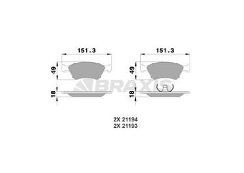 Fren Disk Balata Ön BRAXIS AA0122  71738154 71738153