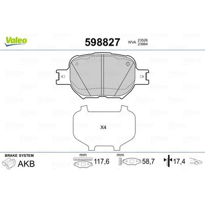Fren Disk Balata Ön Toyota Corolla (E12)(2002->)  VALEO 598827