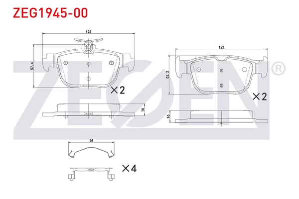 Fren Disk Balata Arka Volkswagen Caddy (SBB/SBJ)(09.2020->)  ZEGEN ZEG1945-00