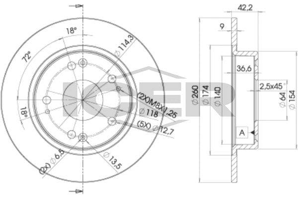 Fren Disk Ayna Arka Sağ ve Sol Honda Civic Sedan (FD)(04.2006->)  VALEO 496050