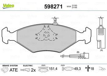 Fren Disk Balata Ön VALEO 598271  5882942 5882984 5888528 5882985 5888529 7077414 7 077 414