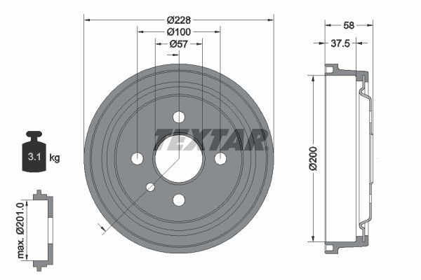 Kampana Arka Sağ veya Sol Mitsubishi Carisma 5 Kapı (DA0)(2000->)  TEXTAR 94048500