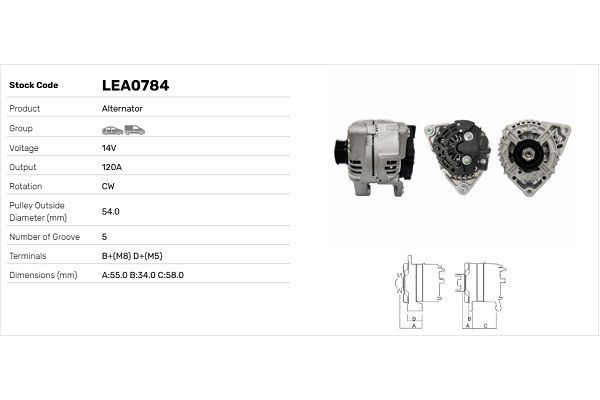 Alternatör  LUCAS ELEKTRIK LEA0784