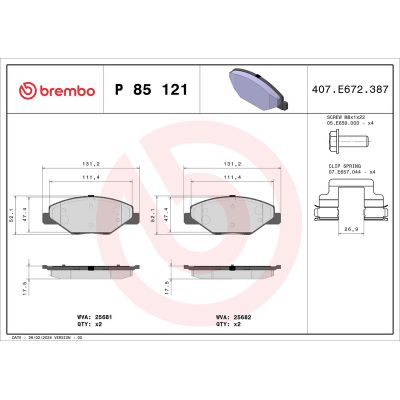 Fren Disk Balata Ön BREMBO P 85 121