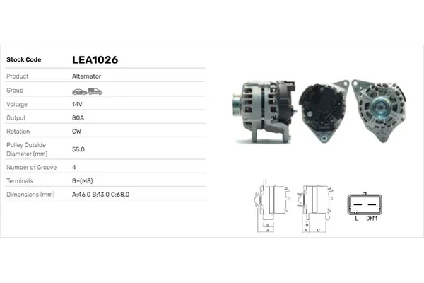 Alternatör  Nissan Note (E11E)(01.2006->)  LUCAS ELEKTRIK LEA1026