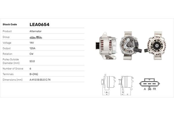 Alternatör  Jaguar X-Type (06.2001->)  LUCAS ELEKTRIK LEA0654