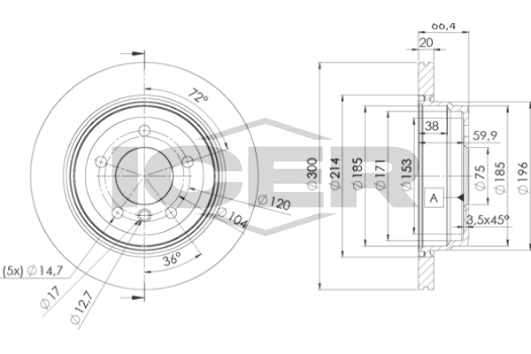 Fren Disk Ayna Arka Sağ ve Sol BMW 4 Serisi Coupe (F32)(2013->)  WALBURG WBD1517CD
