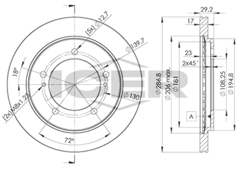 Fren Disk Ayna Ön Sağ ve Sol BOSCH 0 986 479 486  5521165D01 55211-65D01 5521165D02 55211-65D02
