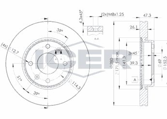 Fren Disk Ayna Ön Sağ ve Sol NAGAMA NBD-HY024  517123C100 517123D300 517123D100 5171238300 51712-3D100 51712-3D300 51712-3C100