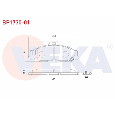 Fren Disk Balata Ön Ford Ranger (EQ)(07.2002->)  VEKA BP1730-01