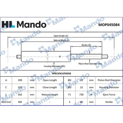 Bagaj Amortisörü Sağ veya Sol Audi S6 Sedan (4F2)(10.2008->)  MANDO MOP045084