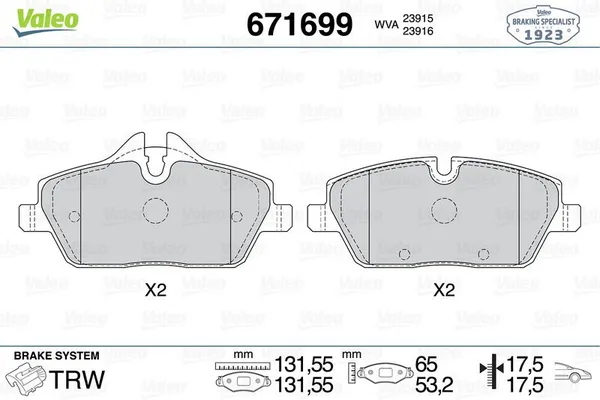Fren Disk Balata Ön MINI Roadster (R59)(2012->)  VALEO 671699