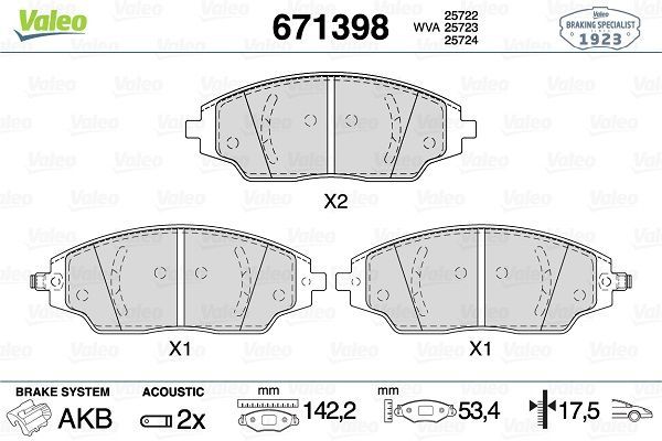 Fren Disk Balata Ön Chevrolet Aveo HB (2011->)  VALEO 671398