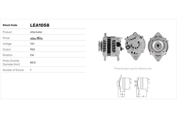 Alternatör  Nissan Almera (N15)(07.1995->)  LUCAS ELEKTRIK LEA1058
