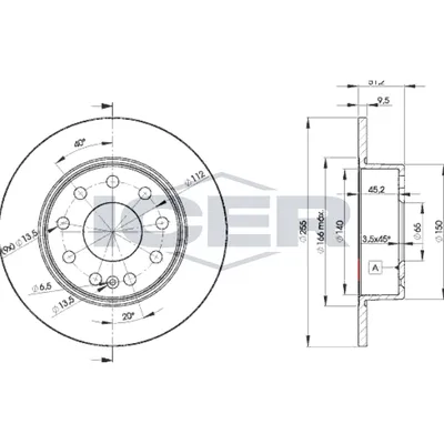Fren Disk Ayna Arka Sağ ve Sol Skoda Octavia Combi (1Z5)(11.2004->)  WALBURG WBD1301