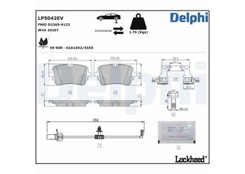 Fren Disk Balata Arka DELPHI LP5042EV  4KE698451B 4KE698451D 4KE698451F