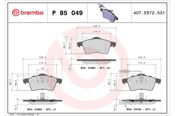 Fren Disk Balata Ön BREMBO P 85 049