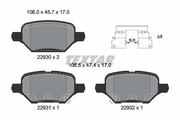 Fren Disk Balata Arka Opel Mokka (2012->)  TEXTAR 2293001