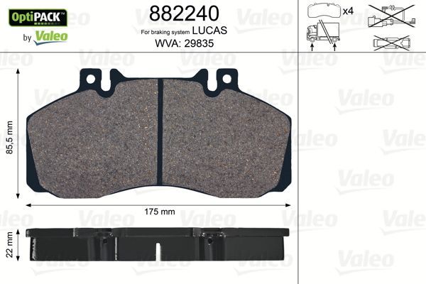 Fren Disk Balata Ön Mercedes Sprinter Kamyonet Çift Kabin (02.2000->)  VALEO 882240