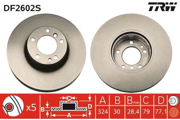 Fren Disk Ayna Ön Sağ ve Sol BMW 7 Serisi (E38)(1994->)  TRW DF2602S