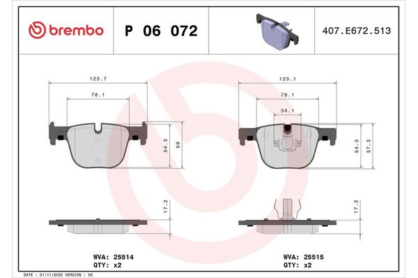 Fren Disk Balata Arka BMW 3 Serisi Gran Turismo (F34)(2013->)  BREMBO P 06 072