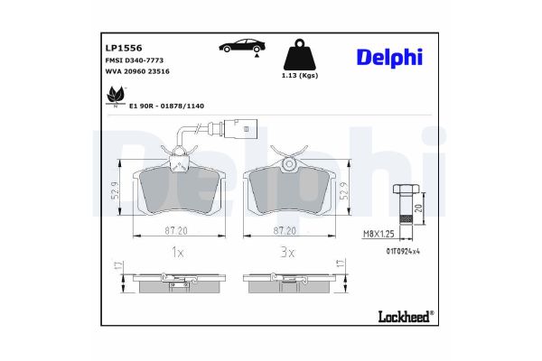 Fren Disk Balata Arka Seat Alhambra (7V8)(01.1996->)  DELPHI LP1556
