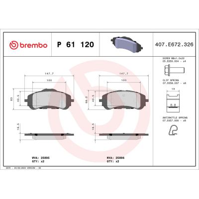 Fren Disk Balata Ön Citroen Berlingo (07.2018->)  BREMBO P 61 120X