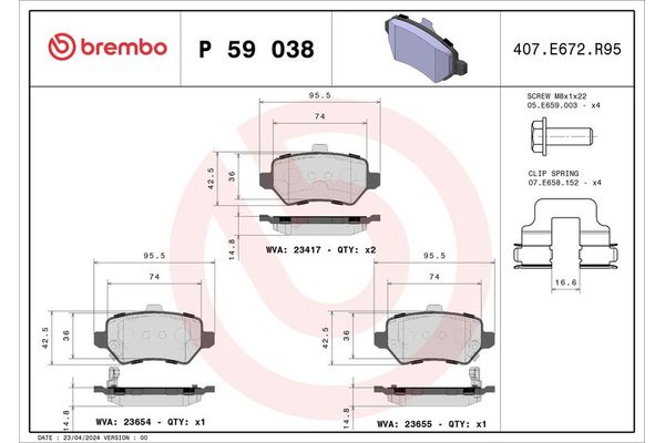 Fren Disk Balata Arka BREMBO P 59 038