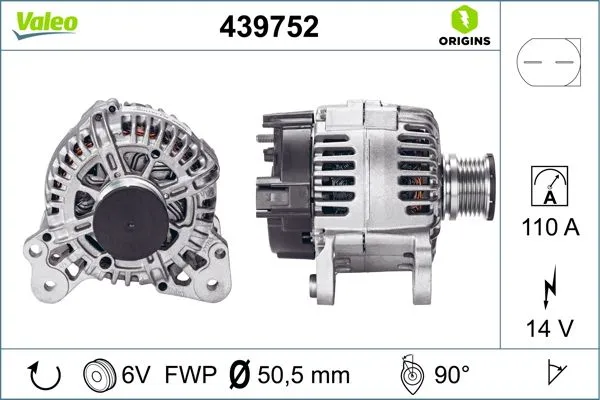 Alternatör  Volkswagen Amarok (2HA/2HB/S1B)(03.2010->2016)  VALEO 439752