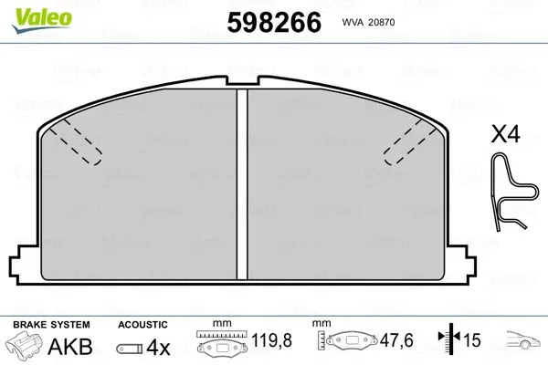 Fren Disk Balata Ön Toyota Starlet (P9)(1996->)  VALEO 598266