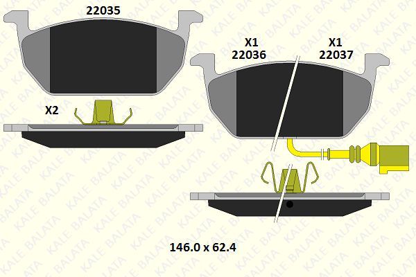 Fren Disk Balata Ön Volkswagen Golf VII (5G1/BE1)(09.2012->)  KALE BALATA 22035 172 05