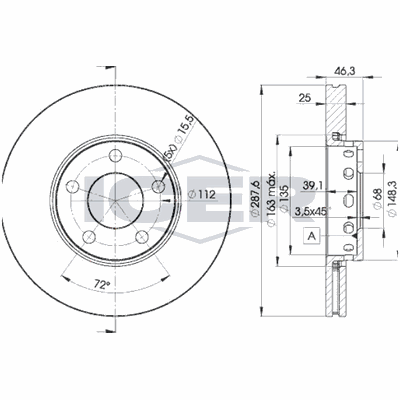 Fren Disk Ayna Ön Sağ ve Sol Audi 100 Avant (C4)(08.1991->)  MGA 50211PC