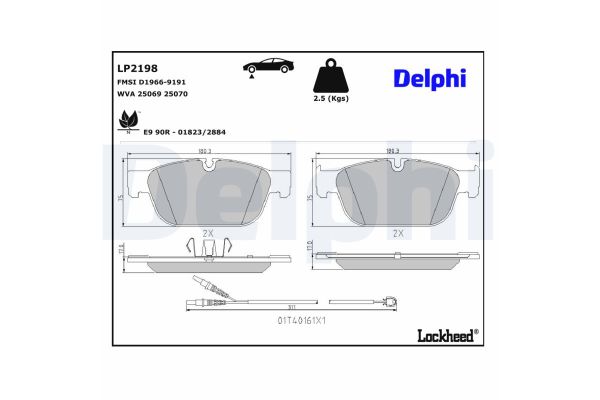 Fren Disk Balata Ön Peugeot RCZ (04.2010->)  DELPHI LP2198