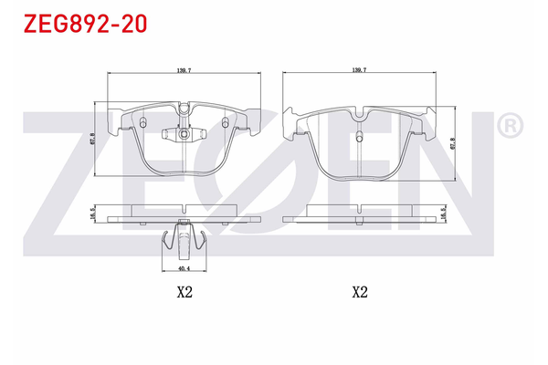 Fren Disk Balata Arka BMW 7 Serisi (F01/F02/F04)(01.2009->)  ZEGEN ZEG892-20