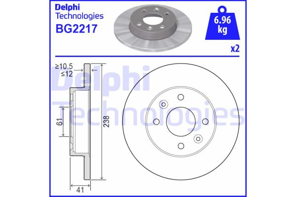 Fren Disk Ayna Ön Sağ ve Sol Dacia Sandero (06.2008->)  DELPHI BG2217