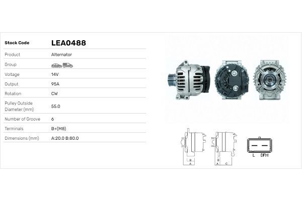 Alternatör  Renault Espace /Grand Espace (JE0)(07.2000->)  LUCAS ELEKTRIK LEA0488