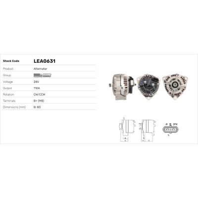 Alternatör  LUCAS ELEKTRIK LEA0631