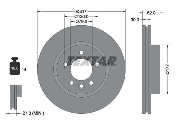 Fren Disk Ayna Ön Sağ ve Sol Land Rover Range Rover Sport (01.2005->)  TEXTAR 92134505