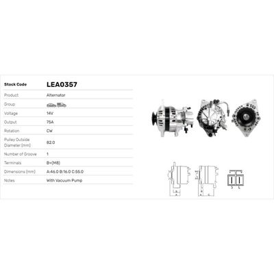 Alternatör  LUCAS ELEKTRIK LEA0357