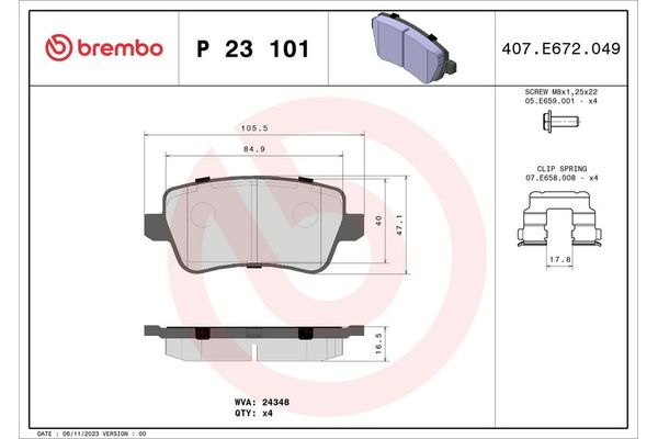 Fren Disk Balata Arka BREMBO P 23 101