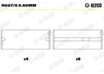 Ana Yatak (0.50)  GLYCO H027/5 0.50mm  H0275050mm 52105573 052 105 573 56105573B 056 105 573 B 56105603 056 105 603 68105573 068 105 573 68105603A 068 105 603 A