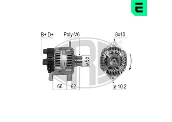 Alternatör  ERA 210271A  98490186 57054E 5705 4E 57057Y 5705 7Y 57057Z 5705 7Z 5705GY 5705 GY