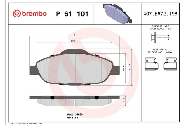 Fren Disk Balata Ön BREMBO P 61 101