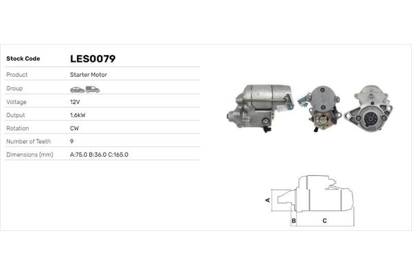 Marş Dinamosu  Honda Accord (CB/CC)(10.1989->)  LUCAS ELEKTRIK LES0079