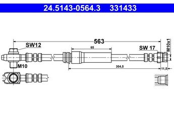 Fren Hortumu Ön Sağ veya Sol ATE 24.5143-0564.3  1K0611701M 1K0611701 1K0 611 701 1K0611701B 1K0 611 701 B 1K0611701H 1K0 611 701 H 1K0611701K 1K0 611 701 K 1K0 611 701 M 1Q0611701D 1Q0 611 701 D
