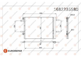 Klima Radyatörü  EUROREPAR 1682235580  1682235580 9677145480 9817334080 3644520